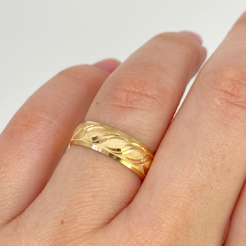 Anillo Argollas Matrimonio Ondas Oro amarillo 18k / Talla 10 - T 6 1/4 / 3,92 Gr *