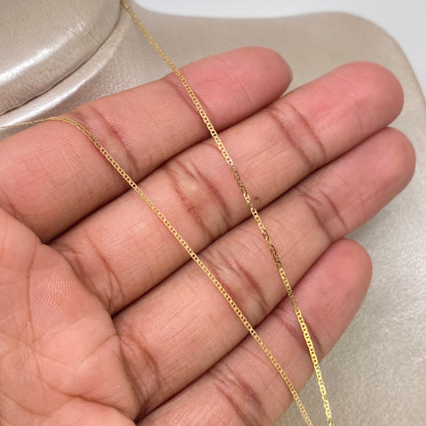 Set Cadena ● Escalera Plana + Dije Corazon Esmeralda 33PTS Oro amarillo 18k 1,92 Gr / 1 mm / 45 Cm †