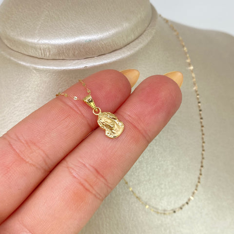 Set Cadena  Crispeta + Dije Rostro Jesus Oro amarillo 18k 0,7 Gr / 1 mm / 50 Cm *