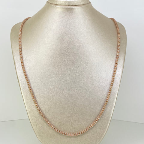 Cadena ● Punto Cuadrado Diamantado Oro blanco y Oro rosa 18k +3 / 23,06 Gr / 3,5 mm / 65 Cm *