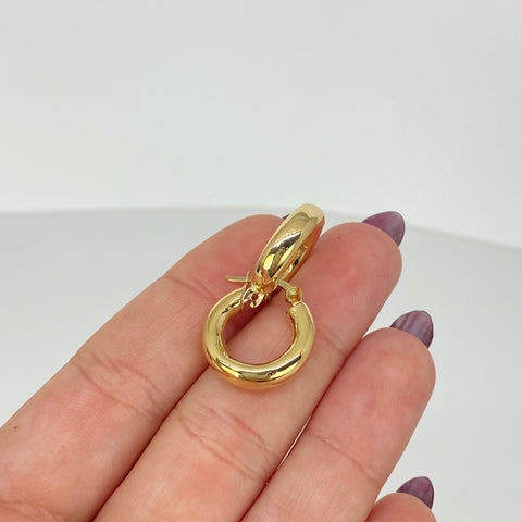 Candongas Redondas Lisas Oro amarillo 18k 2,88 Gr / 2 Cm  *