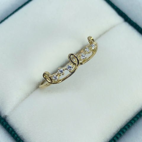 Anillo Circones Blancos Oro amarillo 18k / Talla 6 / 0,78 Gr *