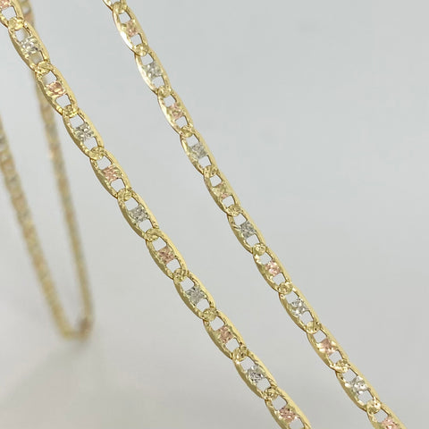 Cadena ● Escalera Plana Diamantada Tres oros 18k 5,67 Gr / 2,6 mm / 60 Cm *