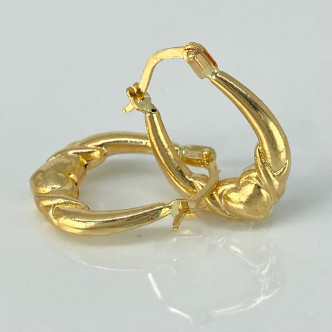 Candongas Corazon Ovalada Oro amarillo 18k 1,45 Gr / 2 Cm *