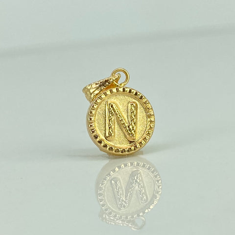 Dije Letra N Diamantada Oro amarillo 18k 0,66 Gr / 1,8 Cm  *
