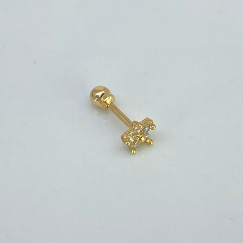 Piercing Flor Circones Blancos/ Oro Amarillo 18k (Joya) / 0,40 gr / 4,5 mm / (Oreja)