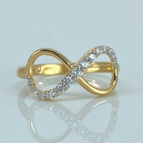 Anillo Infinito Circones Blancos Oro amarillo / Talla 6 3/4 / 1,71 Gr *