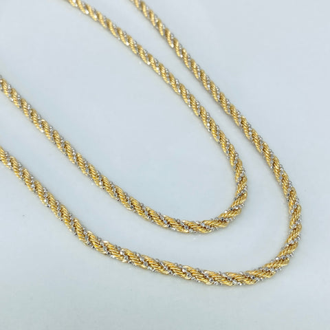 Cadena ● Lazo Trenzado Mini Militar Oro amarillo 18k +3 / 11,25 Gr / 2,8 mm / 60 Cm *