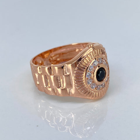 Anillo Circones Blancos Negros Oro rosa / Talla 11 / 5,7 Gr *