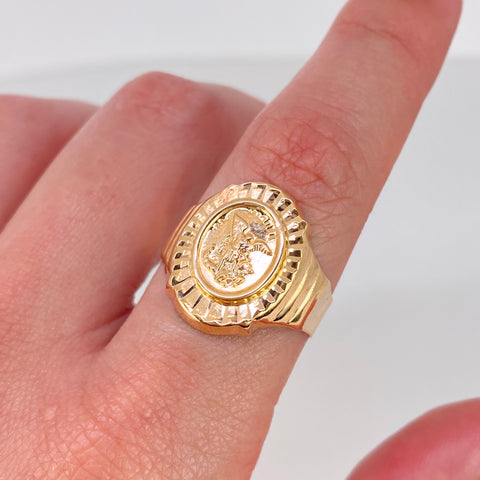 Anillo Sello San Miguel Arcangel Oro amarillo / Talla 9 3/4 / 3,5 Gr