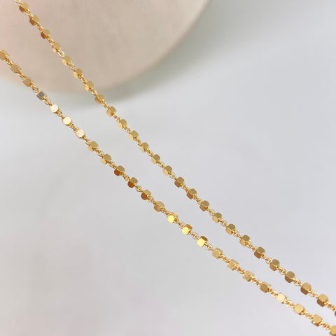 Cadena ● Militar Cuadrado Oro amarillo 18k +3 / 4,12 Gr / 0,9 mm / 45 Cm *