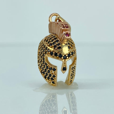 Dije Gladiador Circones Negros Fucsias Oro amarillo y Oro rosa 5,62 Gr / 3,2 Cm *