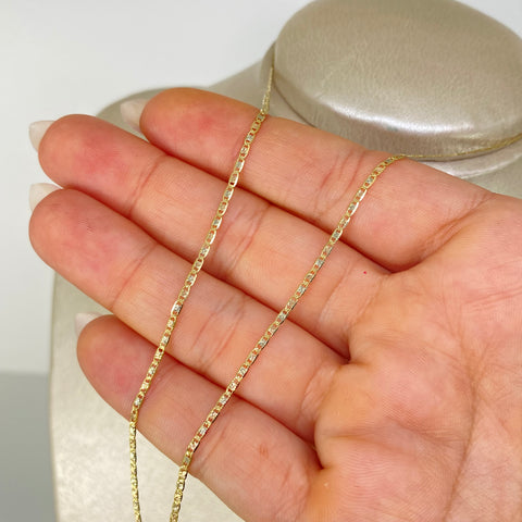 Cadena ● Escalera Plana Diamantada Tres oros 18k 1,75 Gr / 1,4 mm / 40 Cm