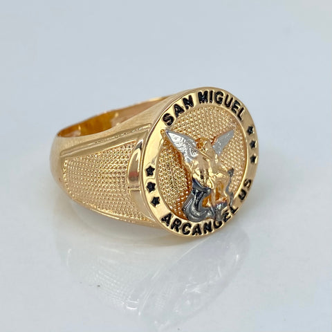 Anillo San Miguel Arcangel Oro amarillo y Oro blanco 18k / Talla 10 1/4 / 7 Gr †