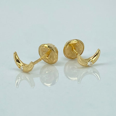 Topos Luna Circon Blanco Oro amarillo 18k 0,53 Gr / 4 mm