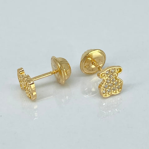 Topos Osos TS Circones Blancos Oro amarillo 18k 0,82 Gr / 5 mm *