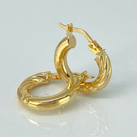 Candongas Lisa Mitad Entorchada Oro amarillo 18k 1,75 Gr / 1,6 Cm *