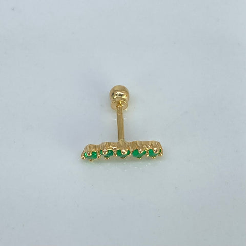 Piercing Esmeraldas / Oro Amarillo 18k (Joya) / 0,55 gr / 11,7 mm / (Oreja) †