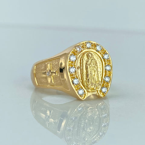 Anillo Virgen Guadalupe Circones Blancos Oro amarillo / Talla 10 / 8,41 Gr *
