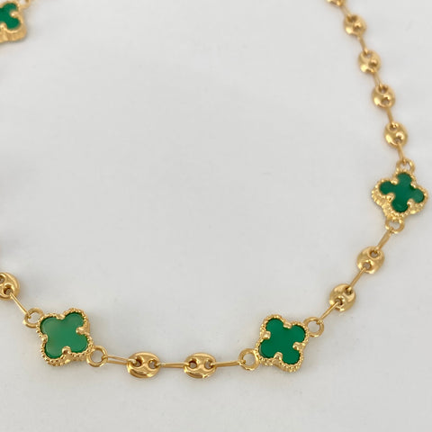 Pulso GC Trebol Verde Oro amarillo 18k 4,30 Gr / 3,3 mm / 20 Cm *