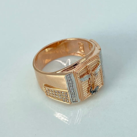 Anillo San Miguel Arcangel Circones Blancos Oro blanco y Oro rosa / Talla 11 / 8,75 Gr