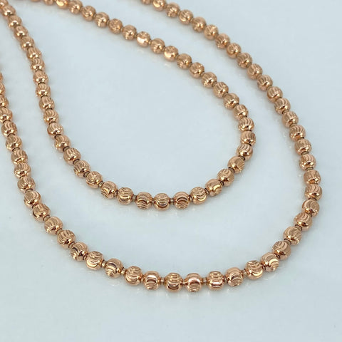 Cadena Militar Diamantada Oro rosa 18k +1 / 26,5 Gr / 3,8 mm / 63 Cm *