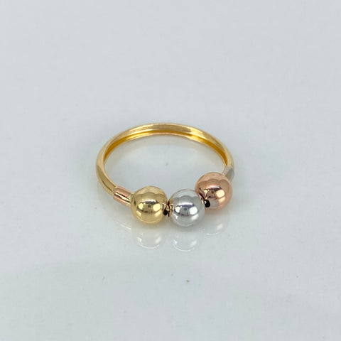 Anillo Bolas Lisas 5mm Tres oros 18k / Talla 4 / 1,1 Gr *