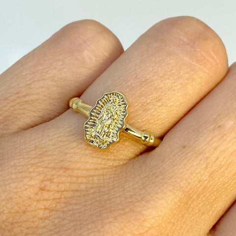 Anillo Contorno Virgen Guadalupe Oro amarillo 18k / Talla 6 3/4 / 1,34 Gr *