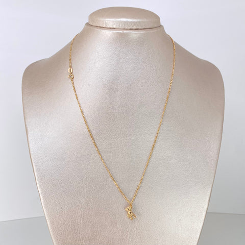 Set Cadena ● Set Tres Por Uno 3x1 + Dije Oso Mano Alzada Oro amarillo 18k 1,32 Gr / 1,2 mm / 45 Cm *