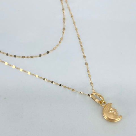 Set Cadena  Crispeta + Dije Luna Oro amarillo 18k 0,7 Gr / 1 mm / 50 Cm *