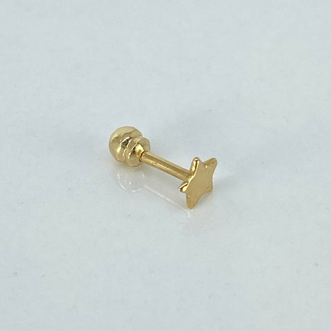 Piercing Estrella / Oro Amarillo 18k (Joya) / 4mm / 0,28gr / 1.2cm / (Oreja) *