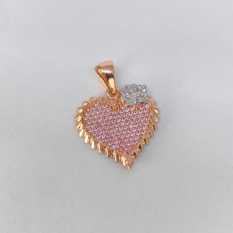 Dije Corazon Circones Blancos  Oro blanco y Oro rosa 2,85 Gr / 2,7 Cm *