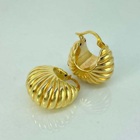 Candongas ● Rayadas Oro amarillo 18k +3 / 4,1 Gr / 2 Cm *