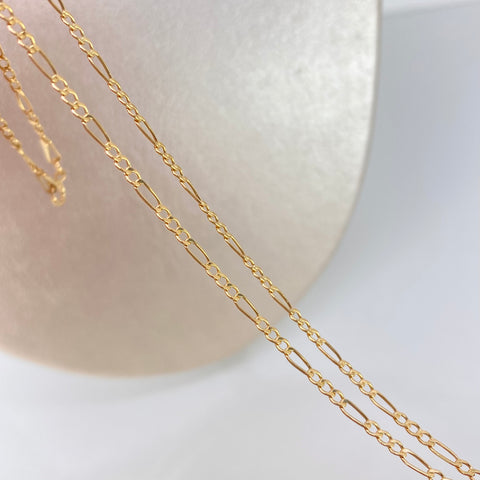Cadena ● Tres Por Uno 3x1 Oro amarillo 18k 1,55 Gr / 2 mm / 45 Cm
