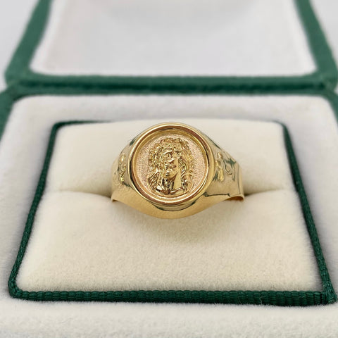 Anillo Rostro Cristo Oro amarillo 18k / Talla 9 1/2 / 2,55 Gr
