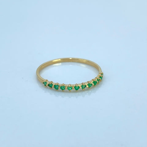 Anillo Churumbela / 14 Pts De Esmeralda Oro amarillo 18k / Talla 6 1/2 / 0,9 Gr *