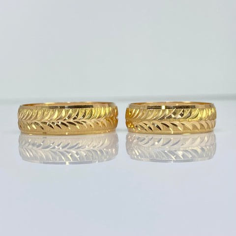 Anillo Argollas Diamantadas Espigas POR FABRICACIÓN Oro amarillo 18k / Talla 7 / 10 Gr *