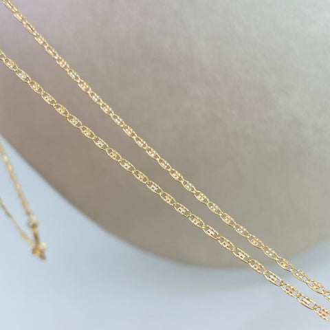 Cadena Escalera Plana Diamantada Tres oros 18k 1,79 Gr / 1,3 mm / 45 Cm *