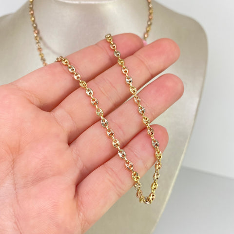 Cadena GC Diamantada Tres oros 18k 8,12 Gr / 3 mm / 50 Cm *