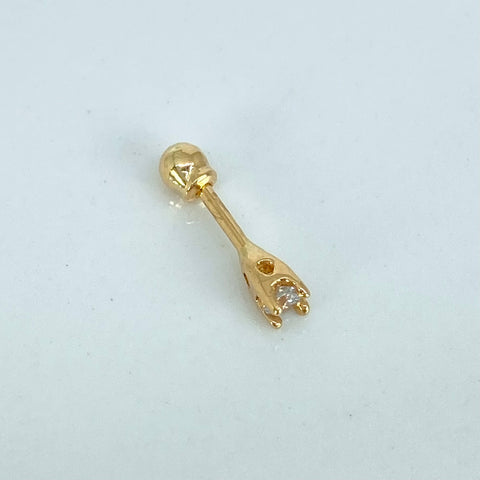 Piercing Circon Blanco / Oro Amarillo 18k (Joya) / 0,4gr / 3mm / (Oreja) *
