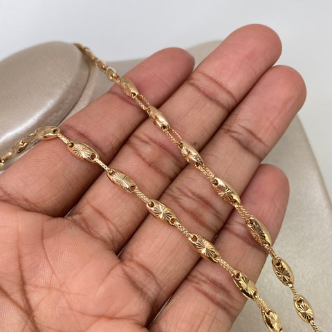 Cadena Rustica Eslabones Diamantados Oro amarillo 14,08 Gr / 4,5 mm / 60 Cm