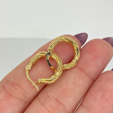 Candongas Entorchadas Oro amarillo 18k 1,81 Gr / 1,8 Cm  *