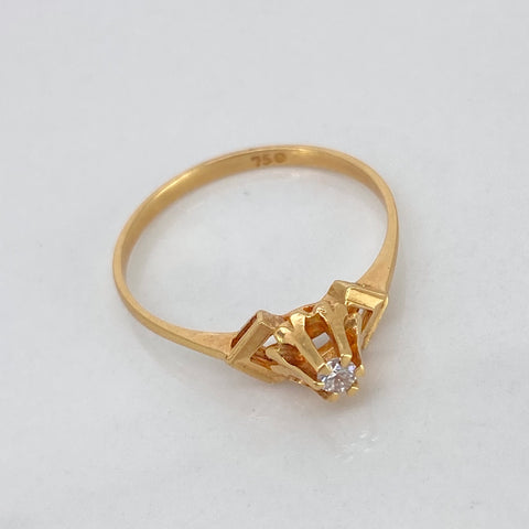 Anillo Solitario Diamante / 9 Pts Diamantes Oro amarillo 18k / Talla 7 / 1,5 Gr †