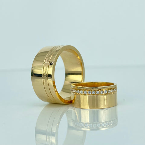 Anillo Argollas Matrimoniales Circones Blancos POR FABRICACION Oro amarillo 18k / Talla 10 / 28,1 Gr *