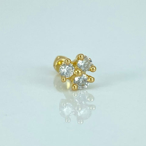 Piercing Flor Circones Blancos / Oro Amarillo 18k (Joya) / 0,55gr / 5.6mm / (Oreja) *