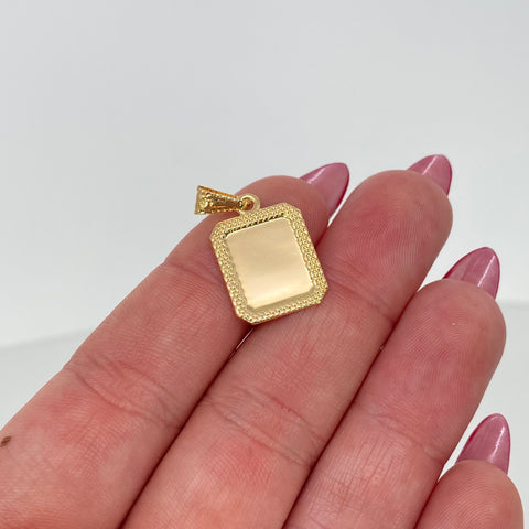 Dije Placa Rectangular Bordeada Oro amarillo 0,78 Gr / 2,5 Cm †