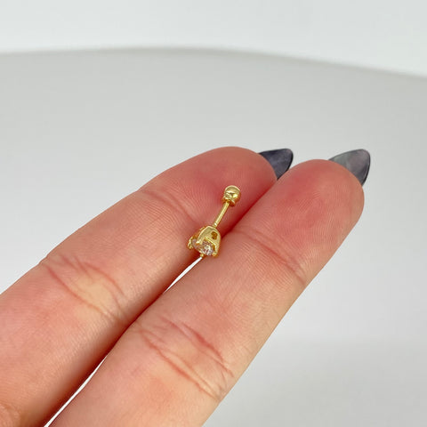Piercing Circon Blanco / Oro Amarillo 18k (Joya) / 0,65gr / 4.5mm / (Oreja) †