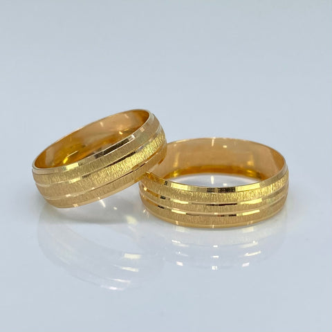 Anillo Argollas 3 Lineas Diamantadas POR FABRICACIÓN Oro amarillo 18k / Talla 7 / 10 Gr *