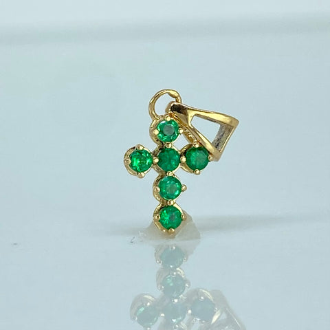 Dije Cruz Esmeraldas 10PTS Oro amarillo 0,6 Gr / 1,5 Cm *