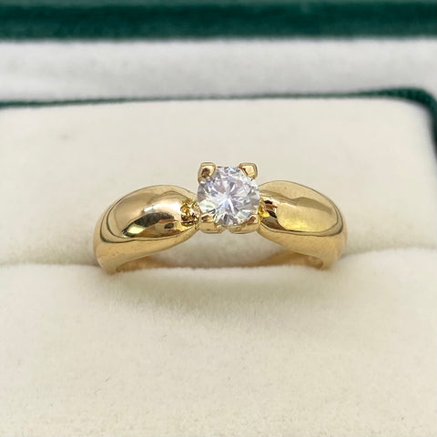 Anillo Solitario Circon Blanco Oro amarillo 18k / Talla 5 3/4 / 2,52 Gr *